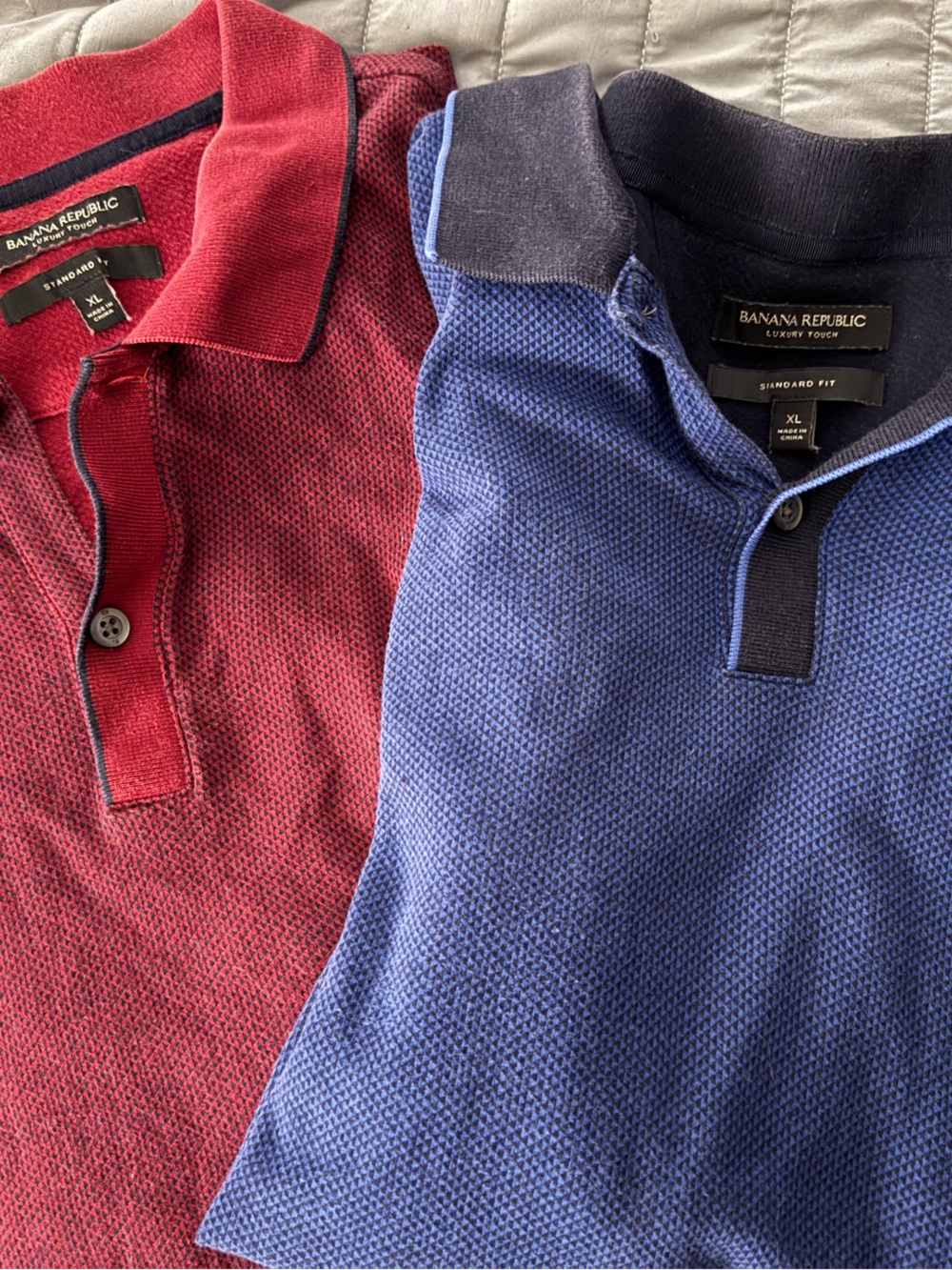 Banana Republic Men’s Polo Pair in Burgundy and Blue- Size XL